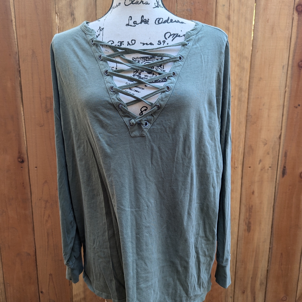 Olive Lace-Up Women's Top